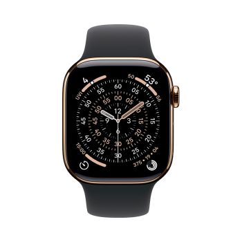 Apple Watch Series 11, 42 mm, Gold Titanium GPS+Cellular, Black Sport Band S/M
